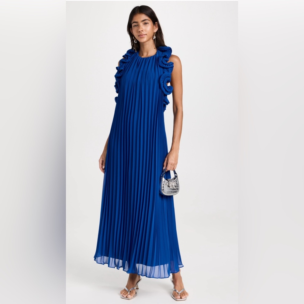 AMUR Meray Elegant Blue Pleated Dress